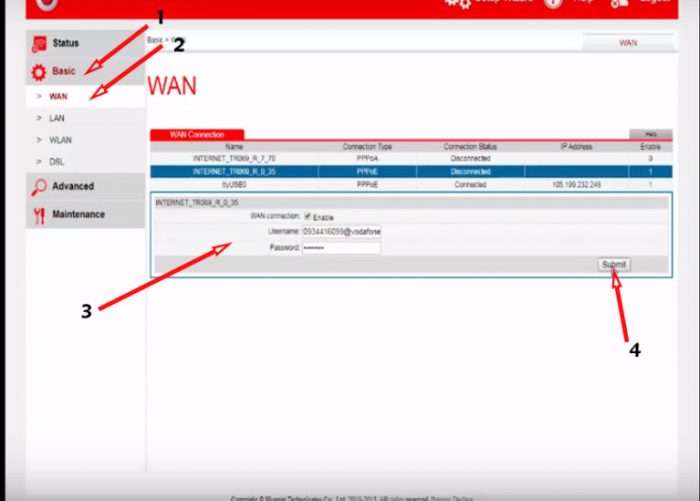 الدخول إلى إعدادات راوتر Vodafone